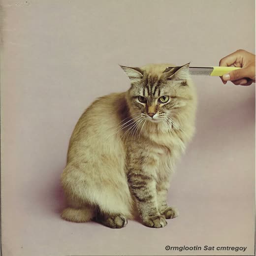A long-haired cat being combed through
